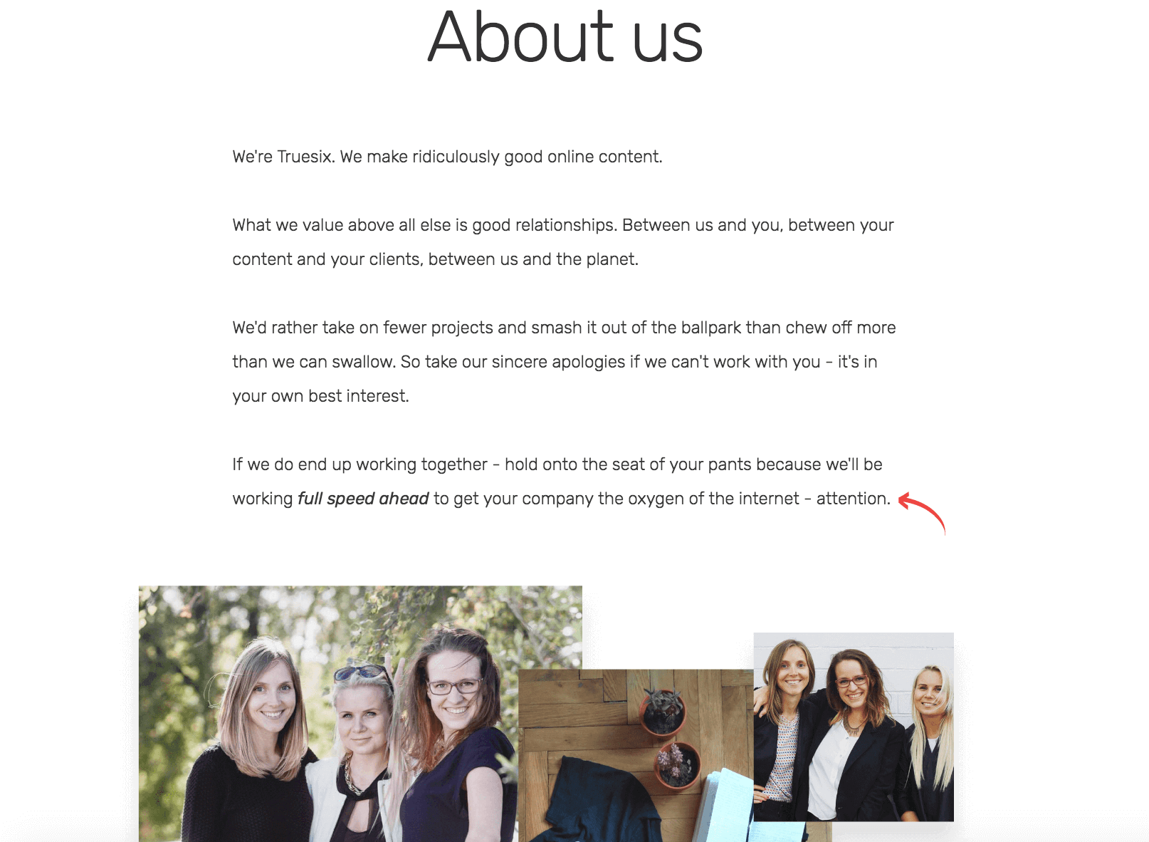 about us examples for website