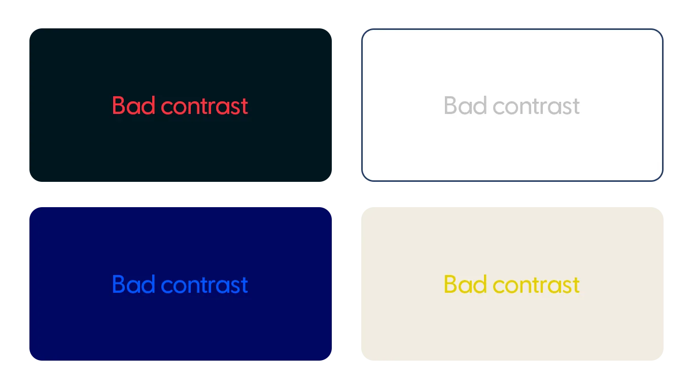 Text example with poor color contrast that is hard to read.