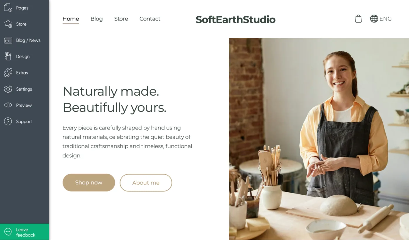 Examples of call-to-action buttons on homepage.