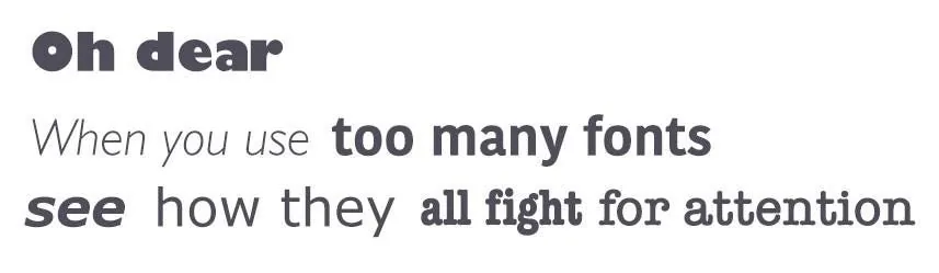 Using too many different fonts example.