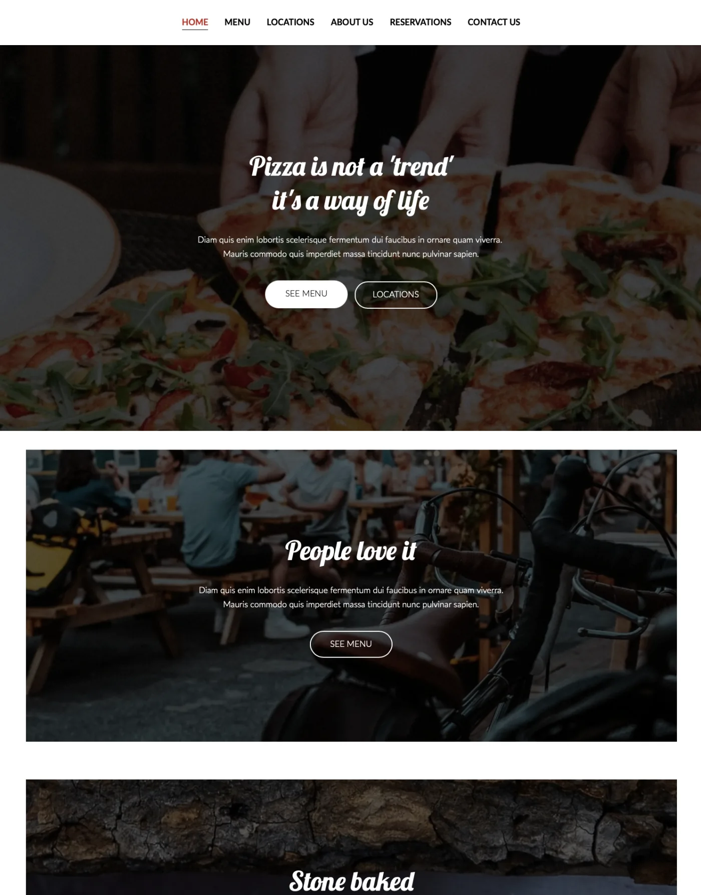 Example of a website using a stacked layout design.