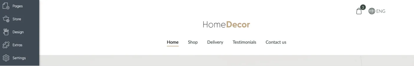Website header layout with logo and menu both centered.