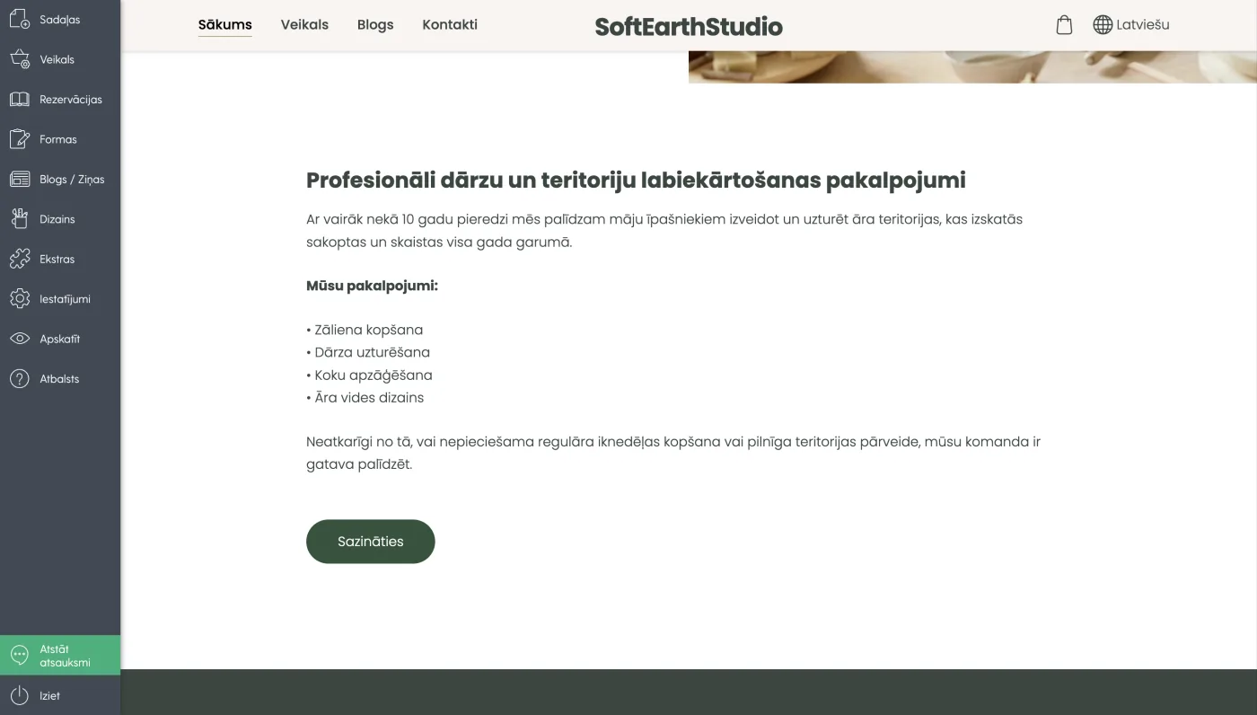 Mājaslapas teksts pēc pareizas formatēšanas piemērošanas.