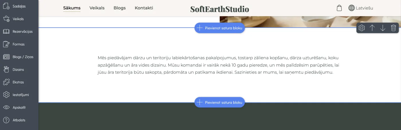Mājaslapas teksts pirms pareizas formatēšanas piemērošanas.