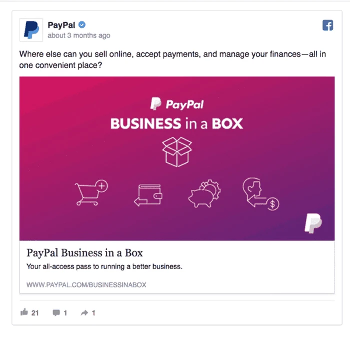 Example of a Facebook ad