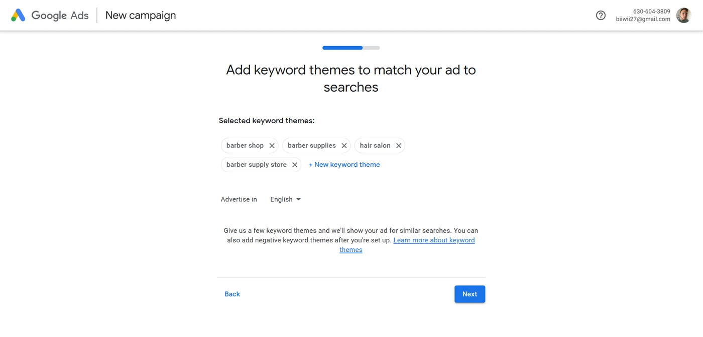 Google Ads keyword topics