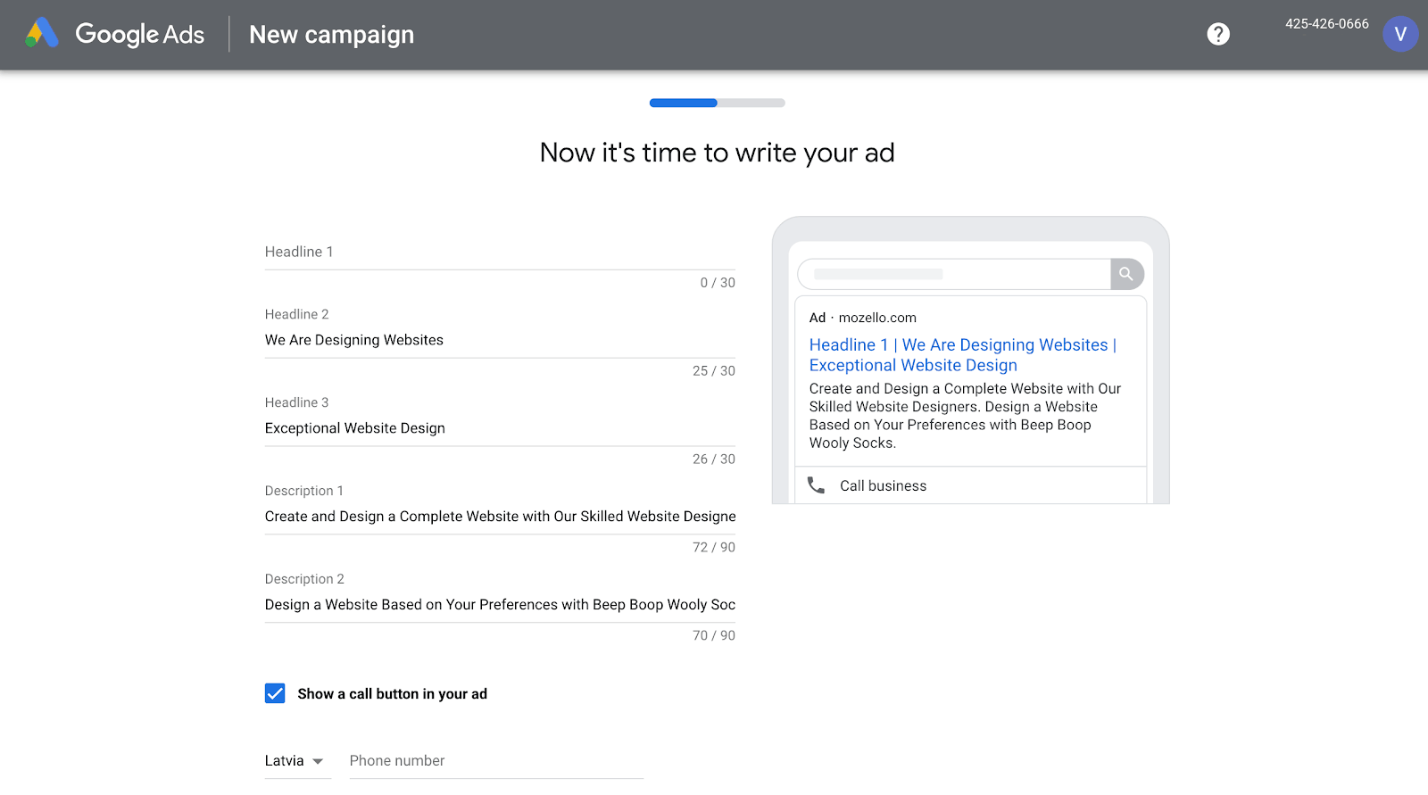 Google Ads reklāmas teksts