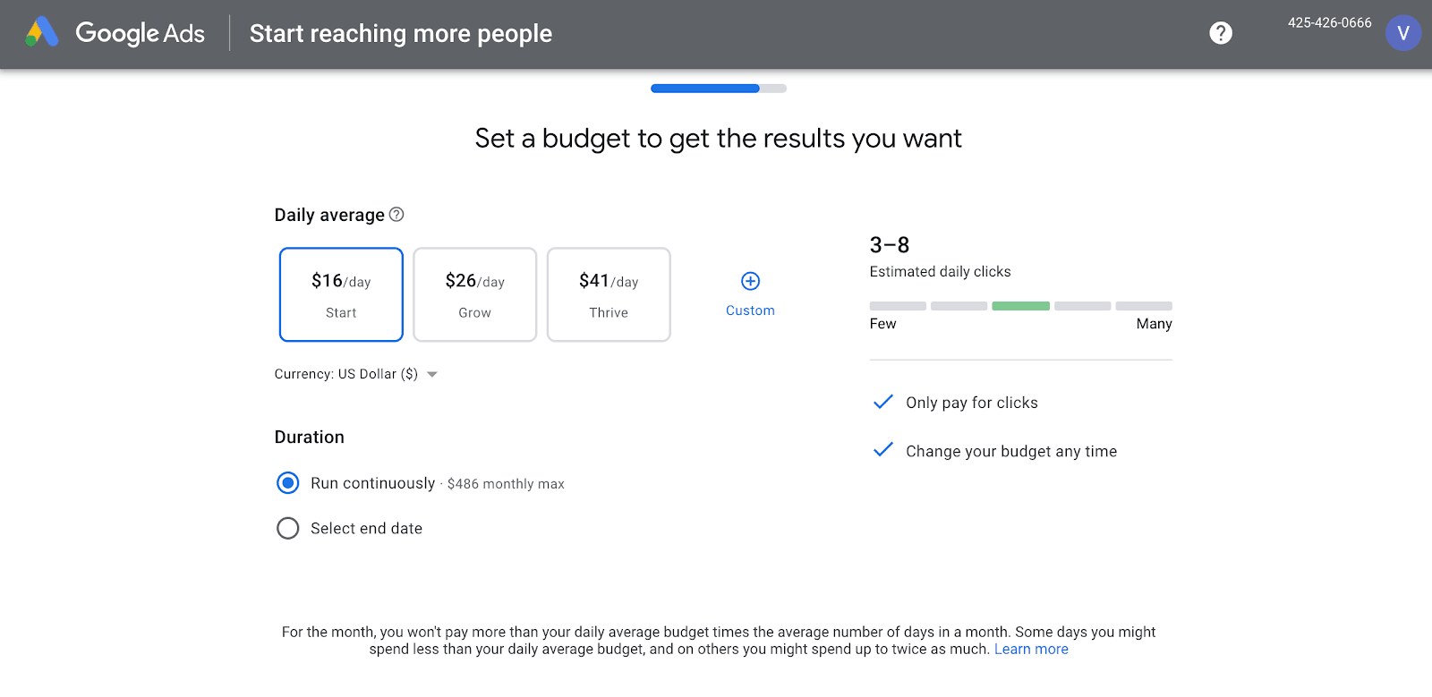 Google Ads kampaņas budžets