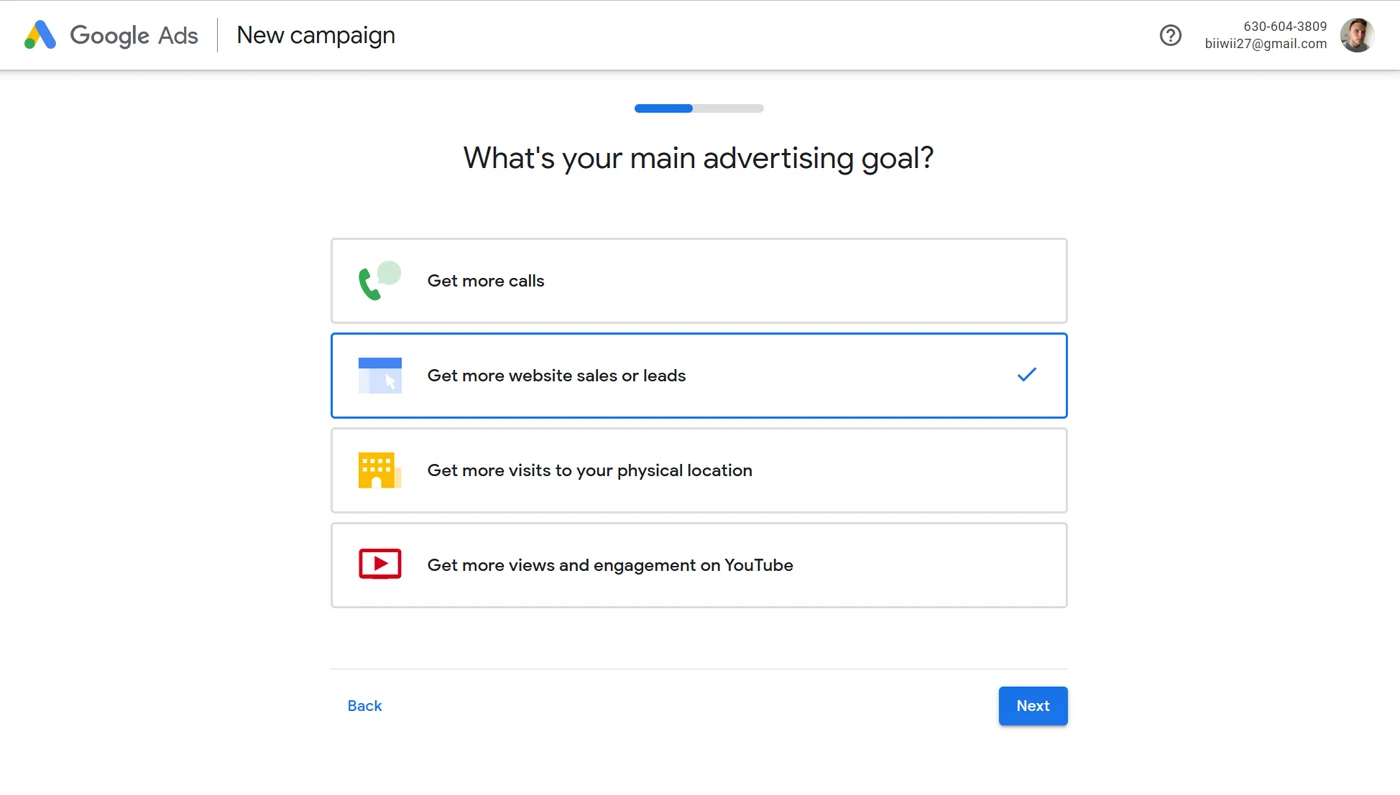 New Google Ads campaign