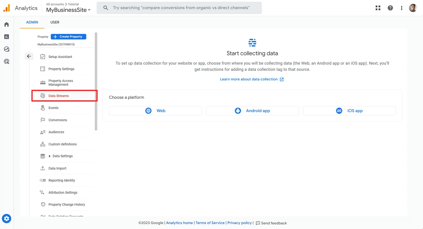 Setting up Google Analytics