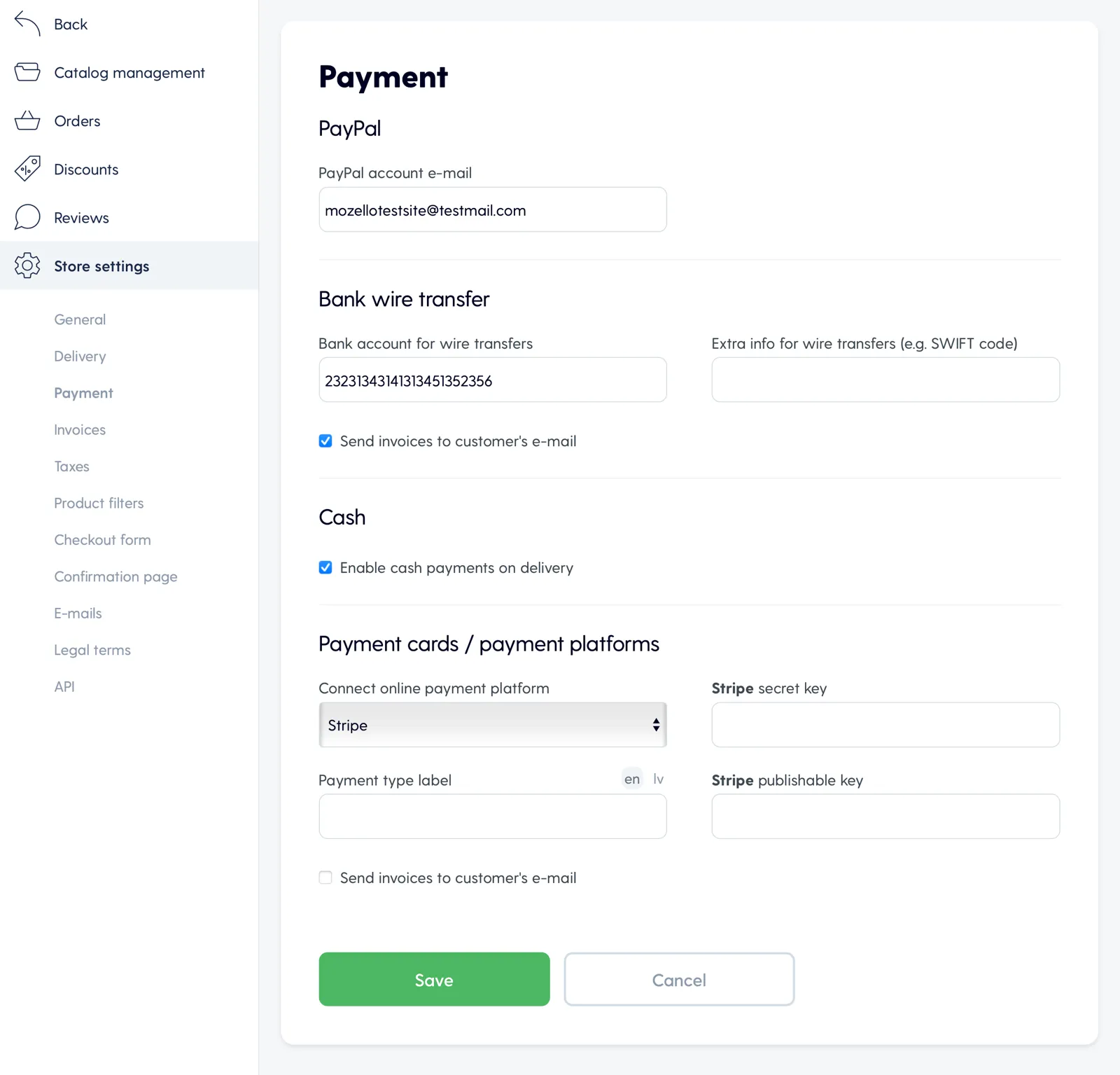 Payment methods