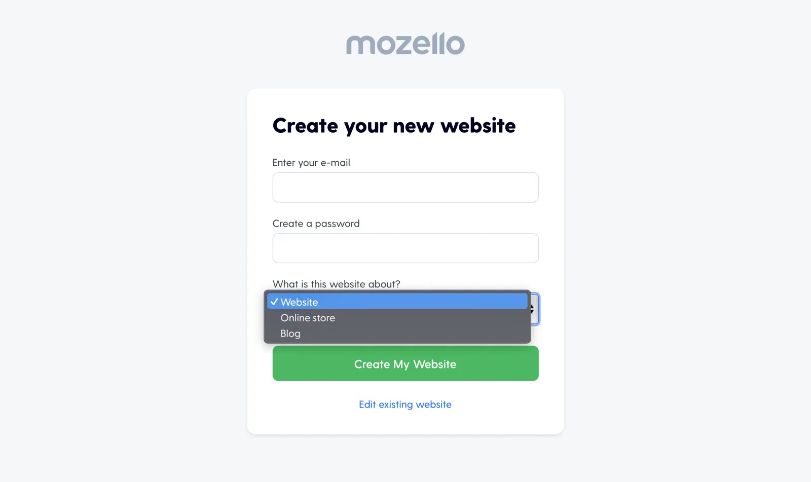 Mozello registration