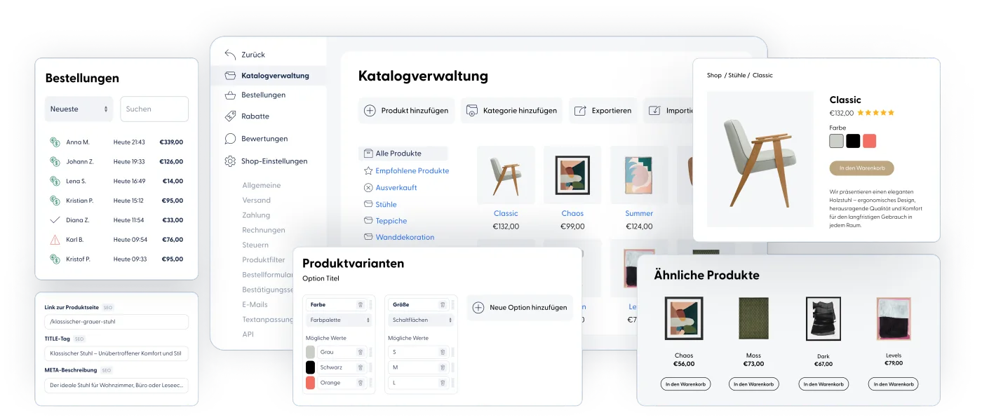 Screenshots der E-Commerce-Plattform