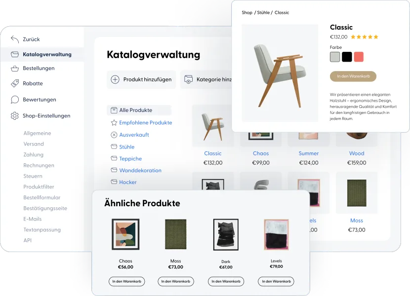 Screenshots der E-Commerce-Plattform