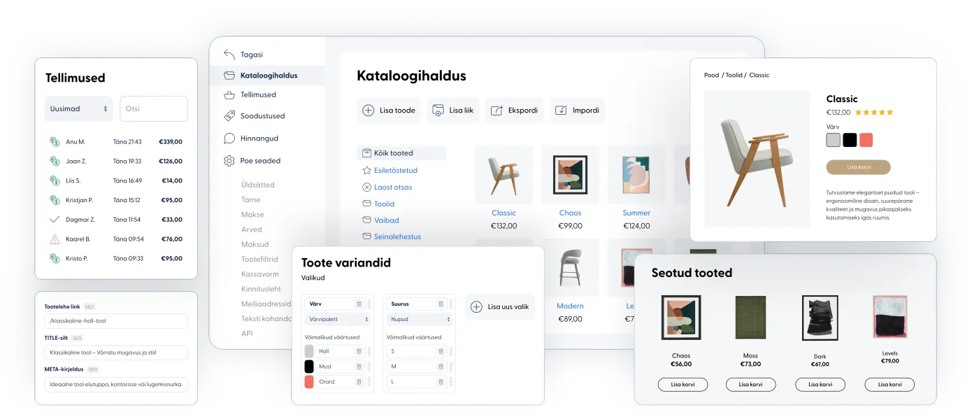 E-poe platvormi ekraanipildid
