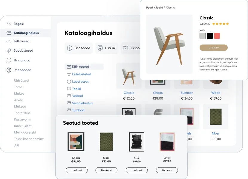 E-poe platvormi ekraanipildid