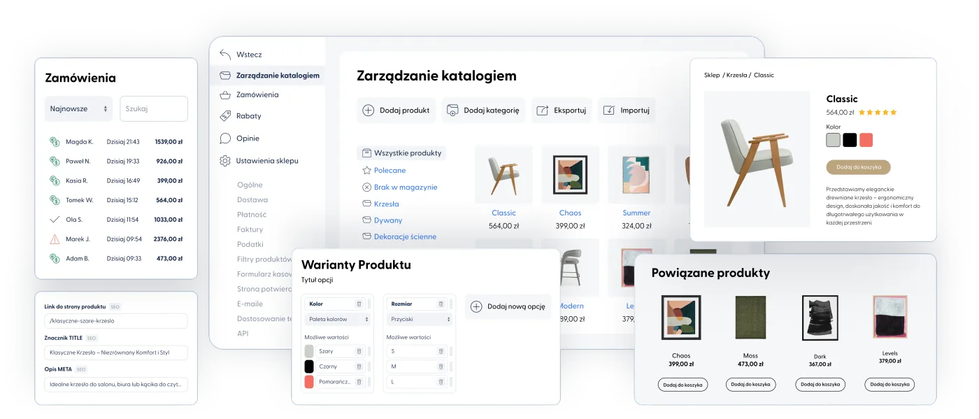 Zrzuty ekranu platformy e-commerce