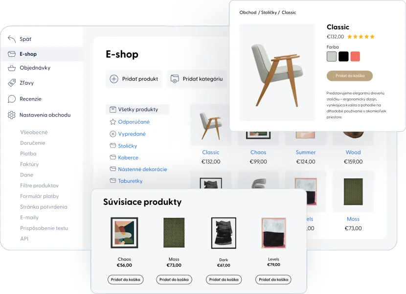 Ukážky platformy e-shopu